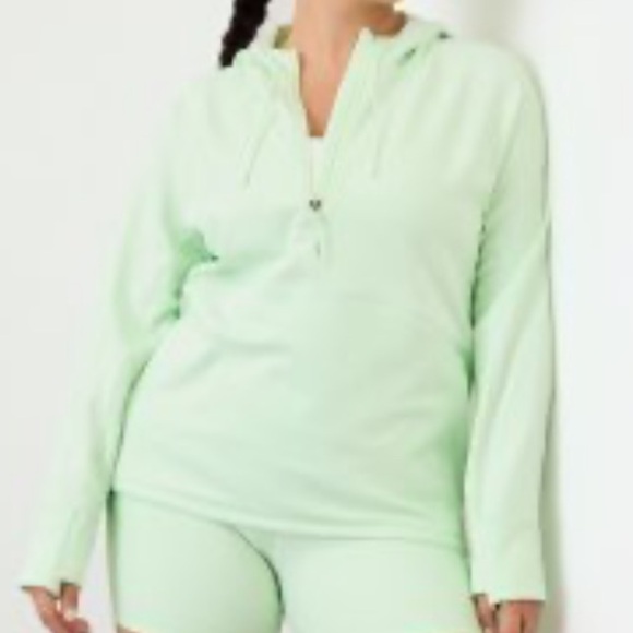 Athleta Unstoppable Fleece Lined Half Zip Sweatshirt Size Medium Mint Tint NEW